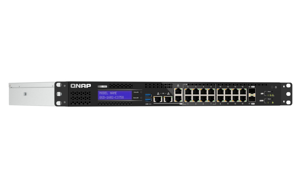 QNAP QGD-1602-C3758-16G Commutateur Réseau Géré L2 2.5G Ethernet, 16 Ports RJ-45, Noir et Gris