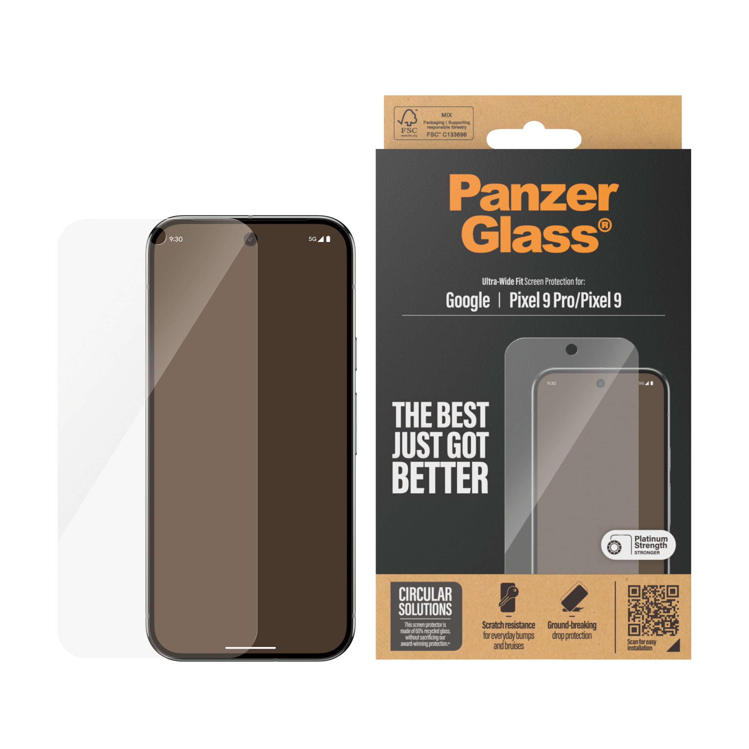 PanzerGlass ® Screen Protector Google Pixel 9 5G | 9 Pro 5G | Ultra-Wide Fit Protection d'écran transparent 1 pièce(s)