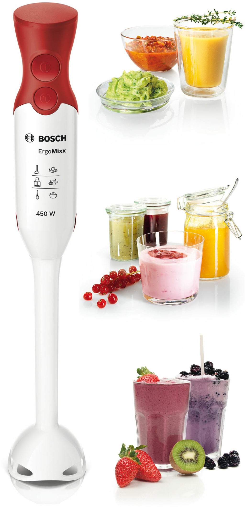 Bosch Bosch MSM64010 blender Mélangeur par immersion 450 W Rouge, Blanc