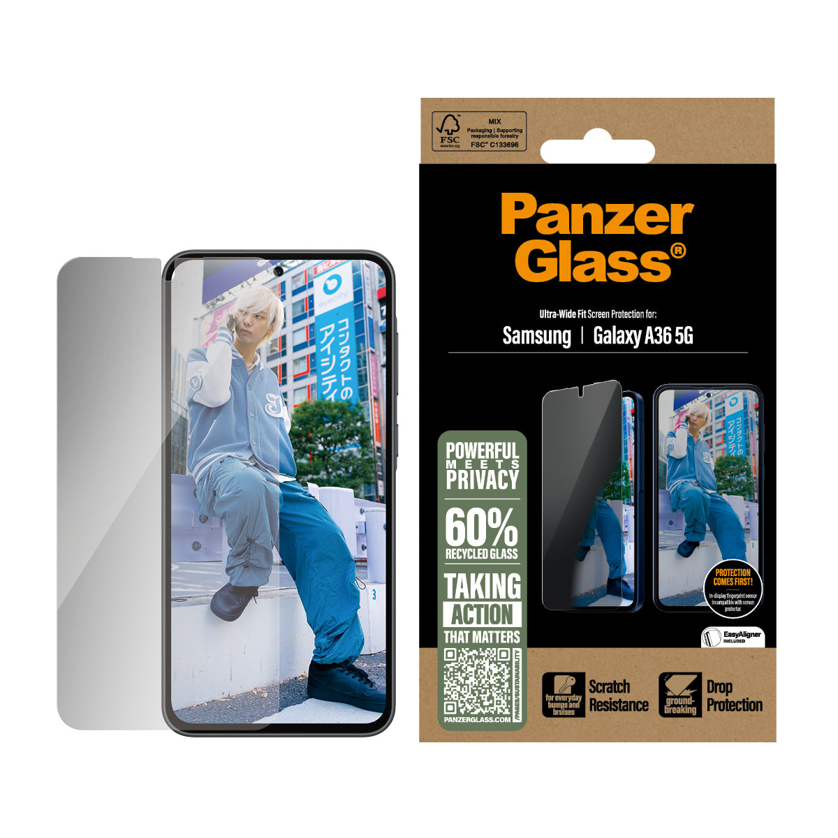 PanzerGlass PanzerGlass ® Privacy Screen Protector Samsung Galaxy A36 5G | Ultra-Wide Fit Protection d'écran transparent 1 pièce(s)