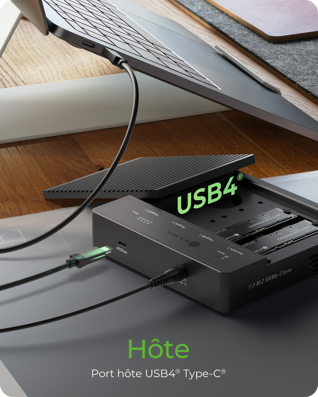 ICY BOX IB-4013MCL-C4 USB 4 Type-C Noir