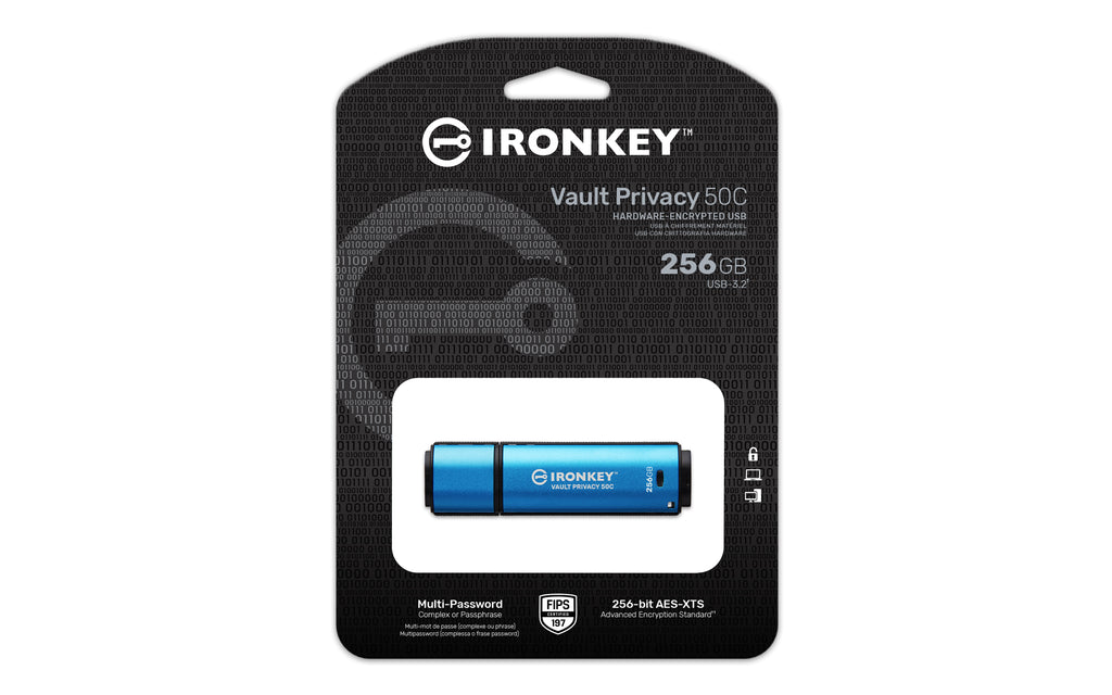 Kingston Technology IronKey 256Go USB-C Vault Privacy 50C chiffrée AES-256, FIPS 197