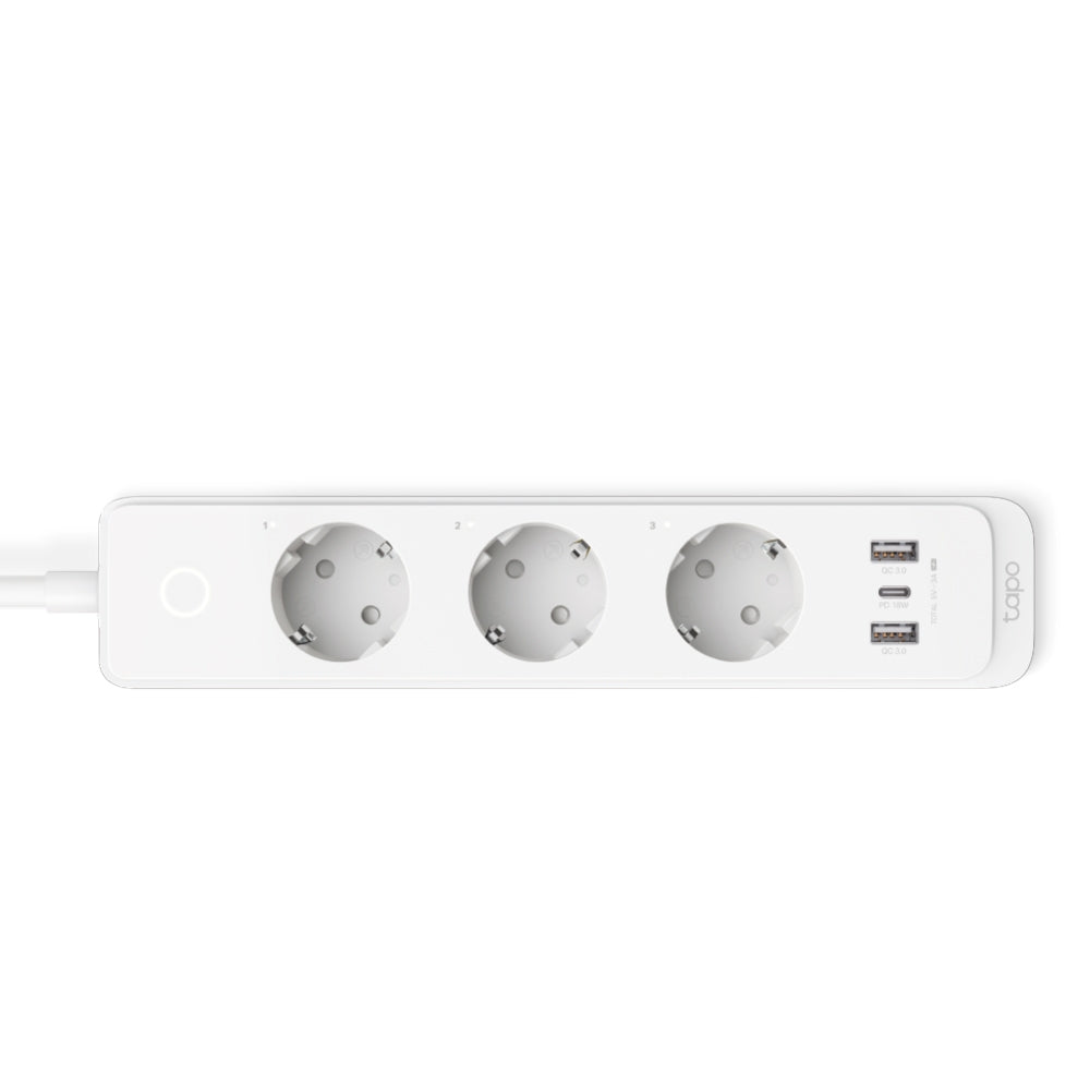 TP-Link Tapo P300 Multiprise Connectée 3 Prises Type F, 2300W, Câble 1,5m, Blanc