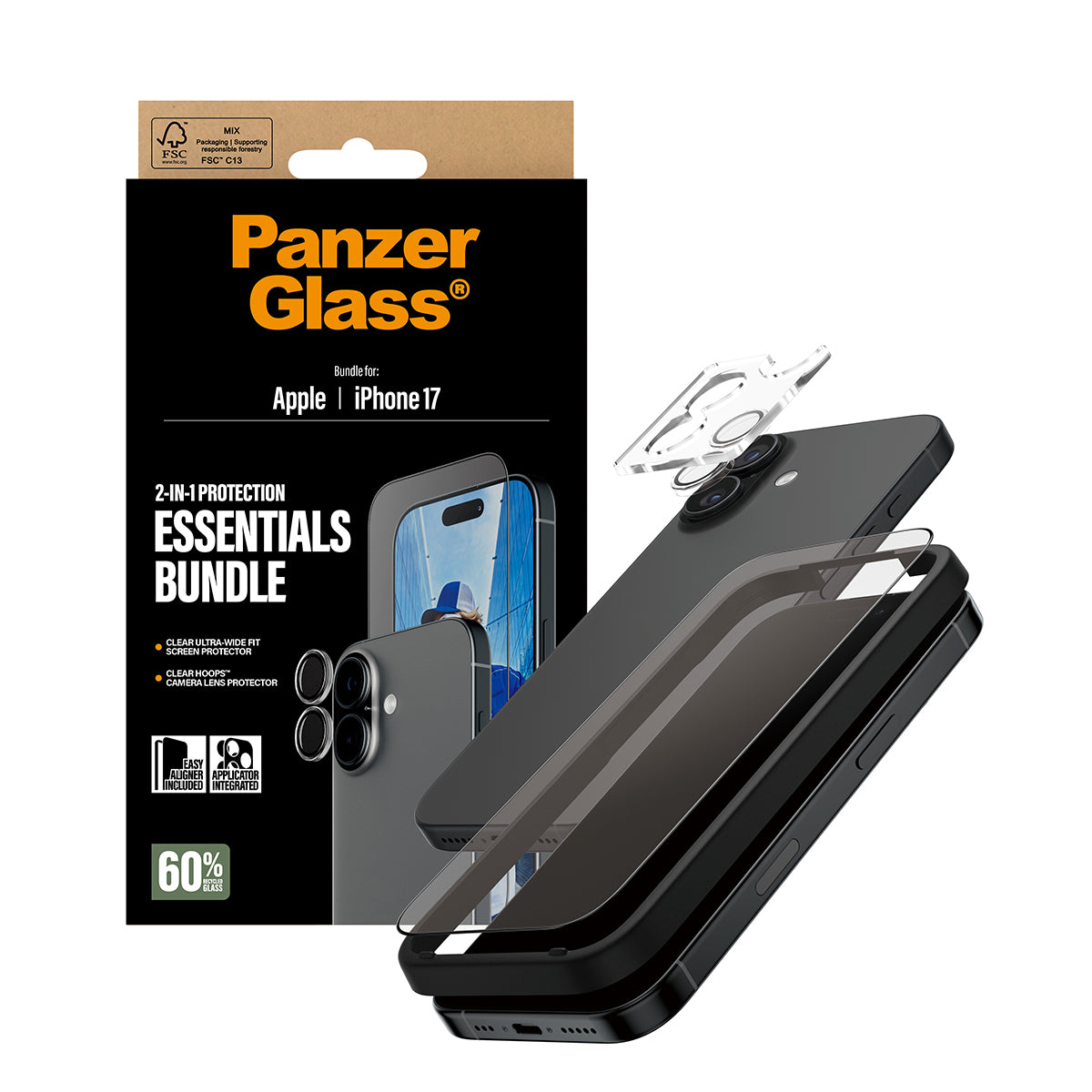 PanzerGlass PanzerGlass ® 2-in-1 Essentials Bundle iPhone 17 Protection d'écran transparent Apple 1 pièce(s)