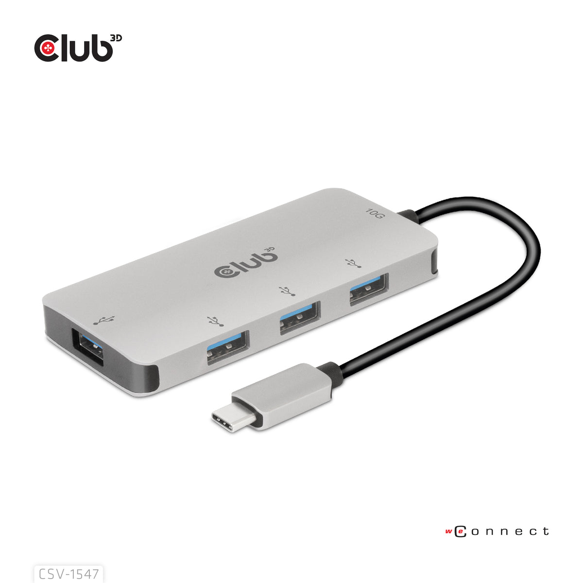CLUB3D Hub USB-C vers 4 ports USB-A, Transfert Rapide 10Gbps