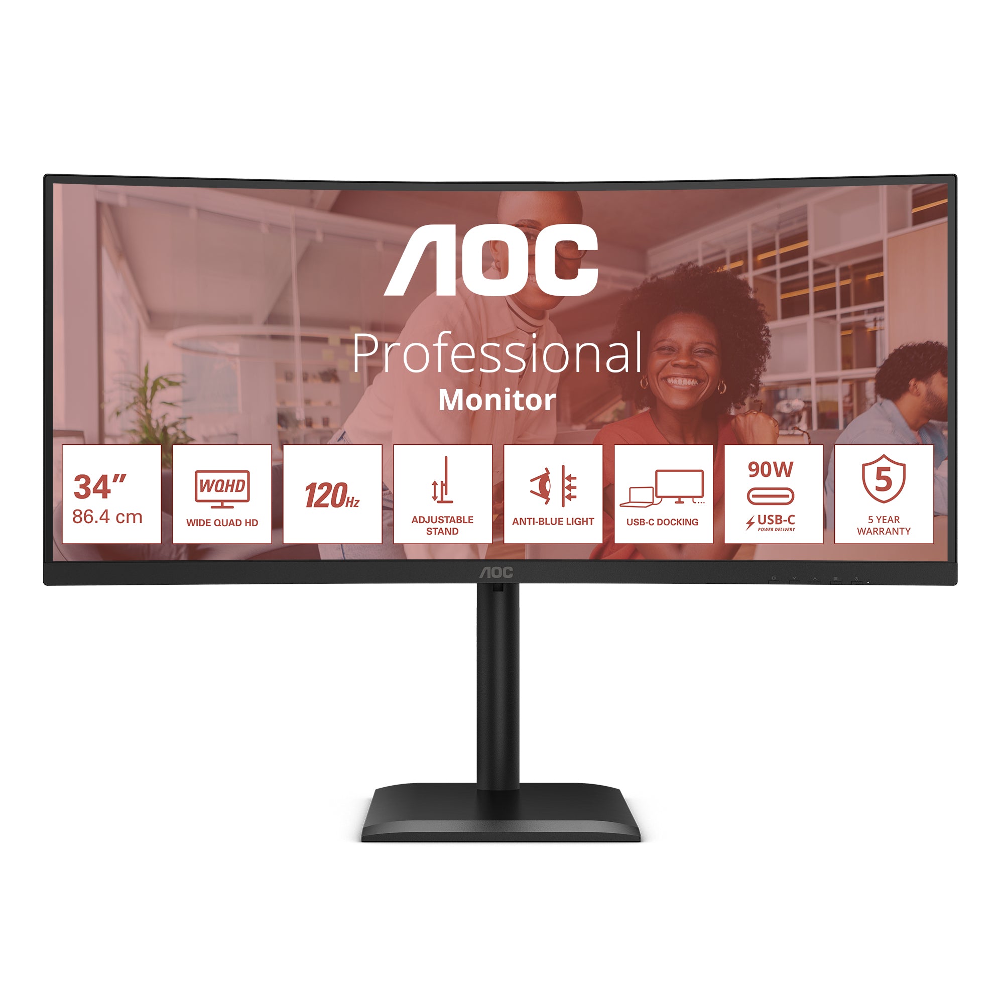 AOC CU34E4C écran plat de PC 86,4 cm (34") 3440 x 1440 pixels Noir