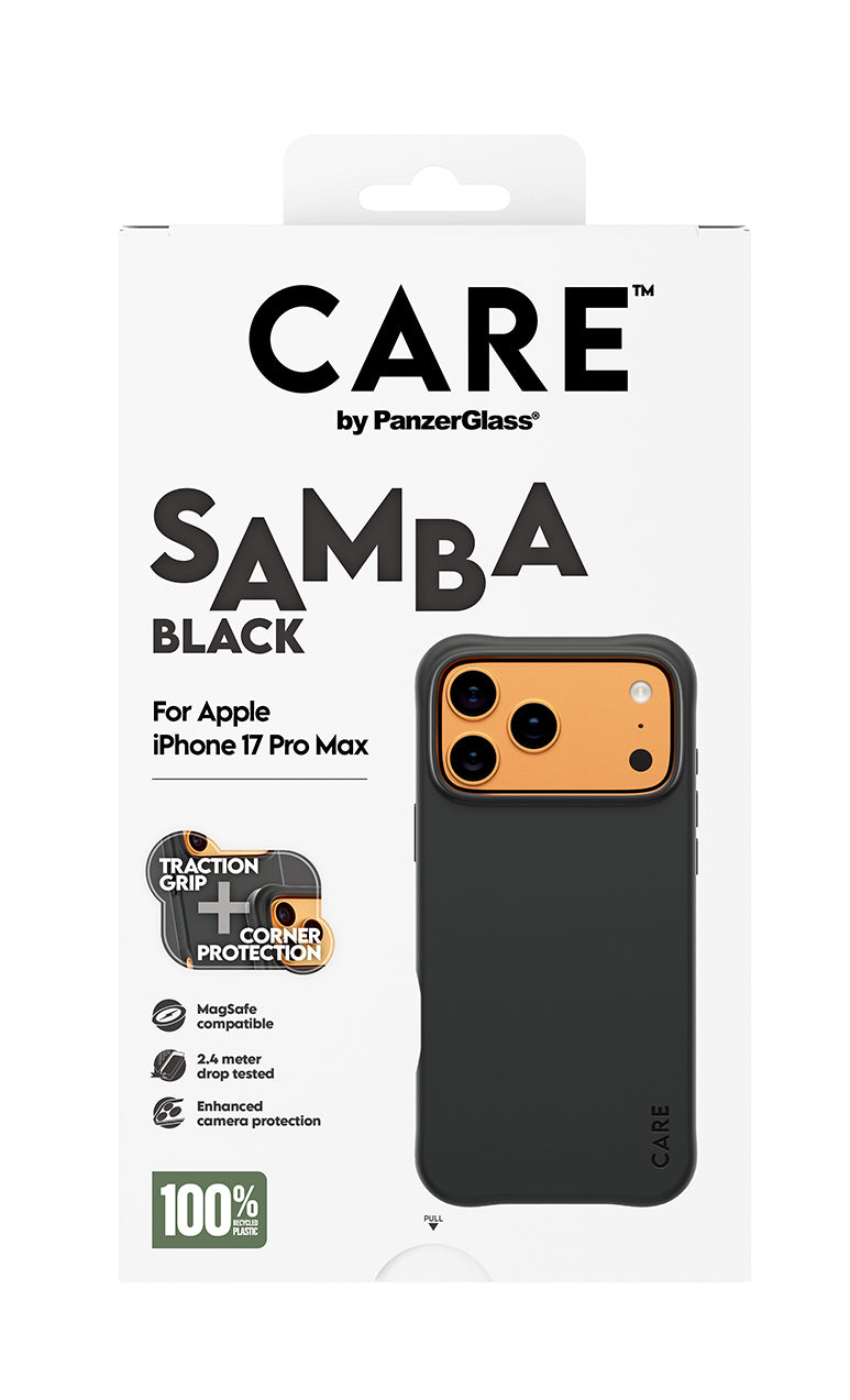 PanzerGlass CARE Samba Case Noir avec MagSafe pour iPhone 17 Pro Max, Coque de Protection
