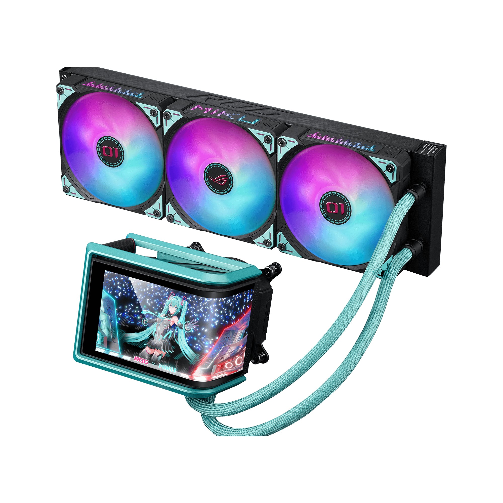 ASUS ROG RYUO IV 360 ARGB Hatsune Miku Edition Processeur Refroidisseur de liquide tout-en-un 12 cm Noir, Turquoise
