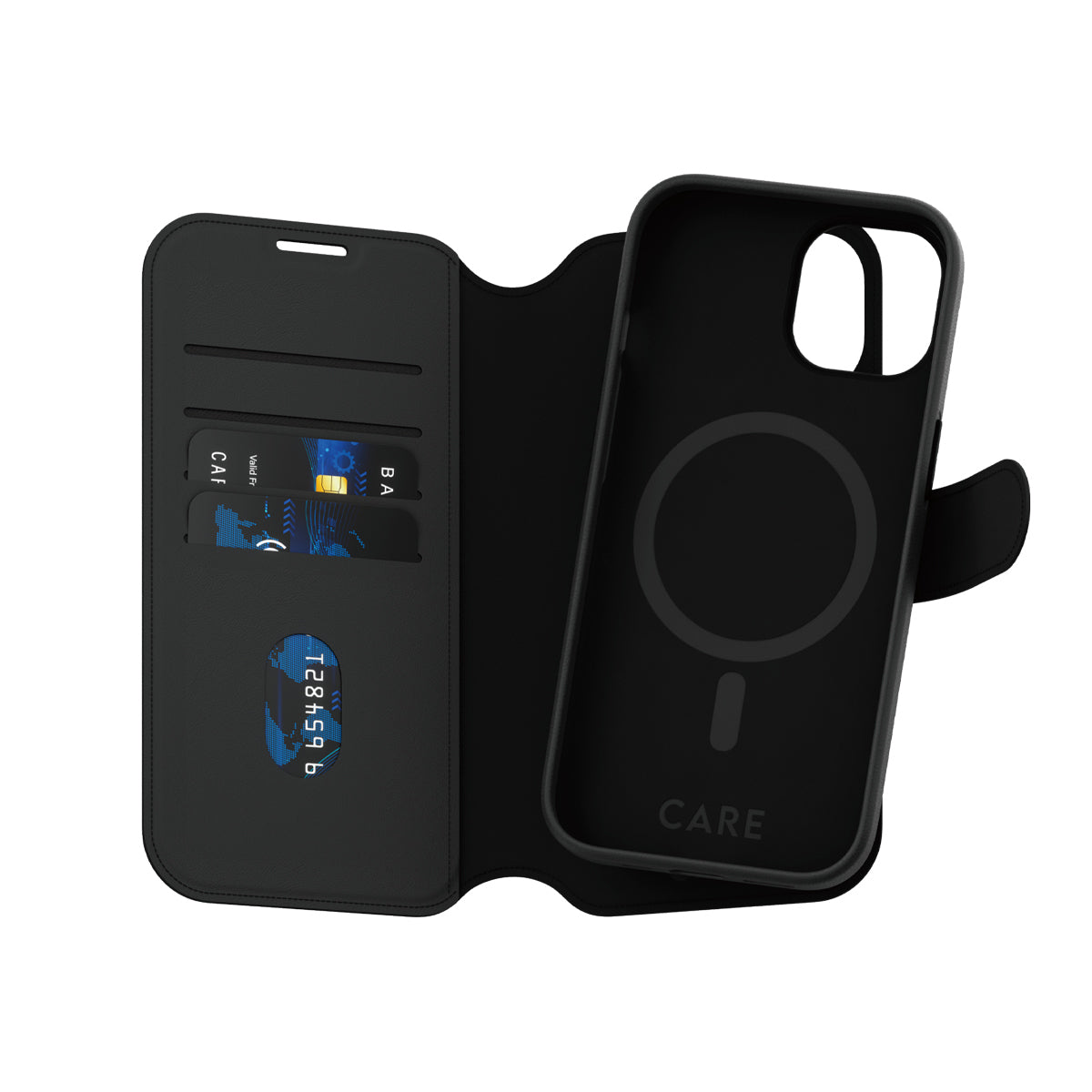 PanzerGlass CARE by Tango Étui Portefeuille 2-en-1 avec MagSafe pour iPhone 15, Noir