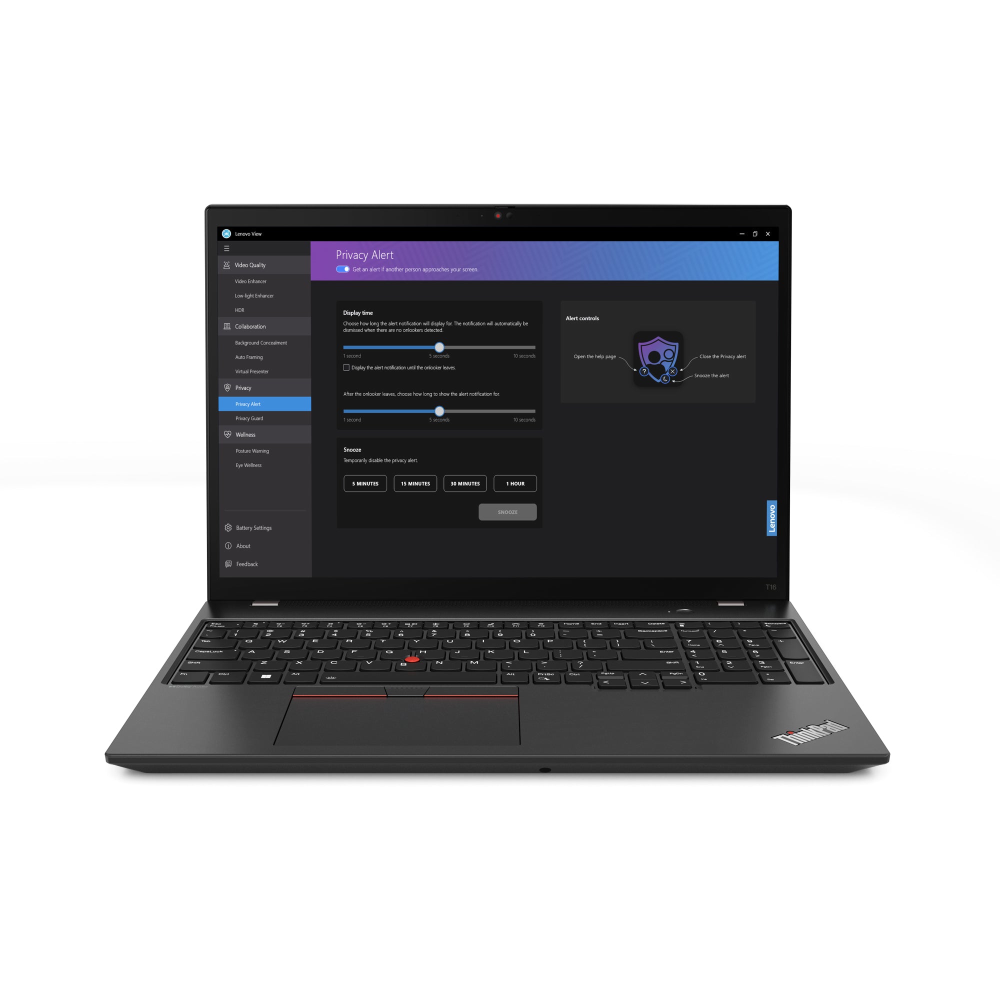 Lenovo ThinkPad T16 Gen 2 (Intel) Intel® Core™ i5 i5-1335U Ordinateur portable 40,6 cm (16") WUXGA 16 Go DDR4-SDRAM 256 Go SSD Wi-Fi 6E (802.11ax) Windows 11 Pro Nordique Noir