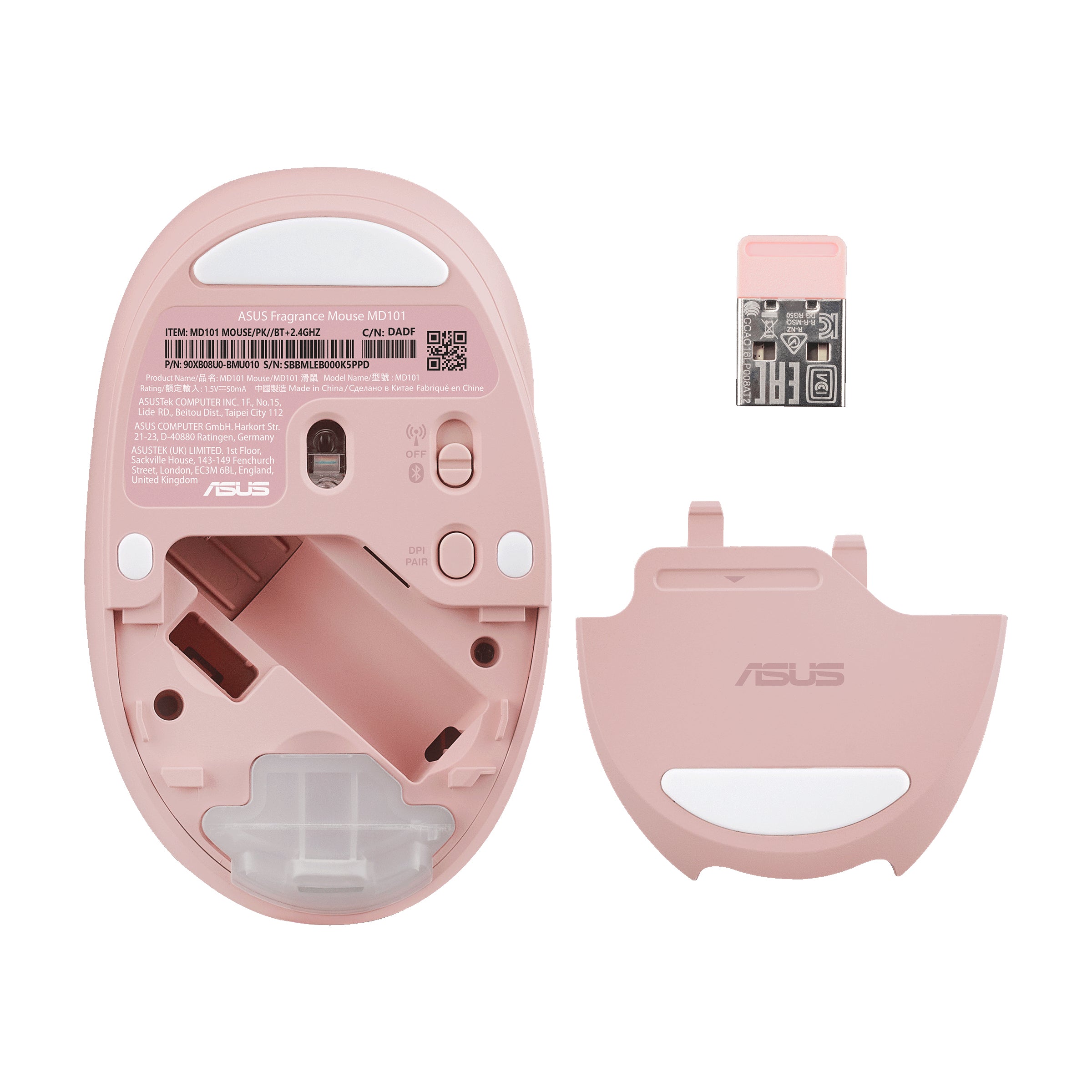 ASUS Fragrance Mouse MD101 souris Maison Ambidextre RF sans fil + Bluetooth Optique 2400 DPI