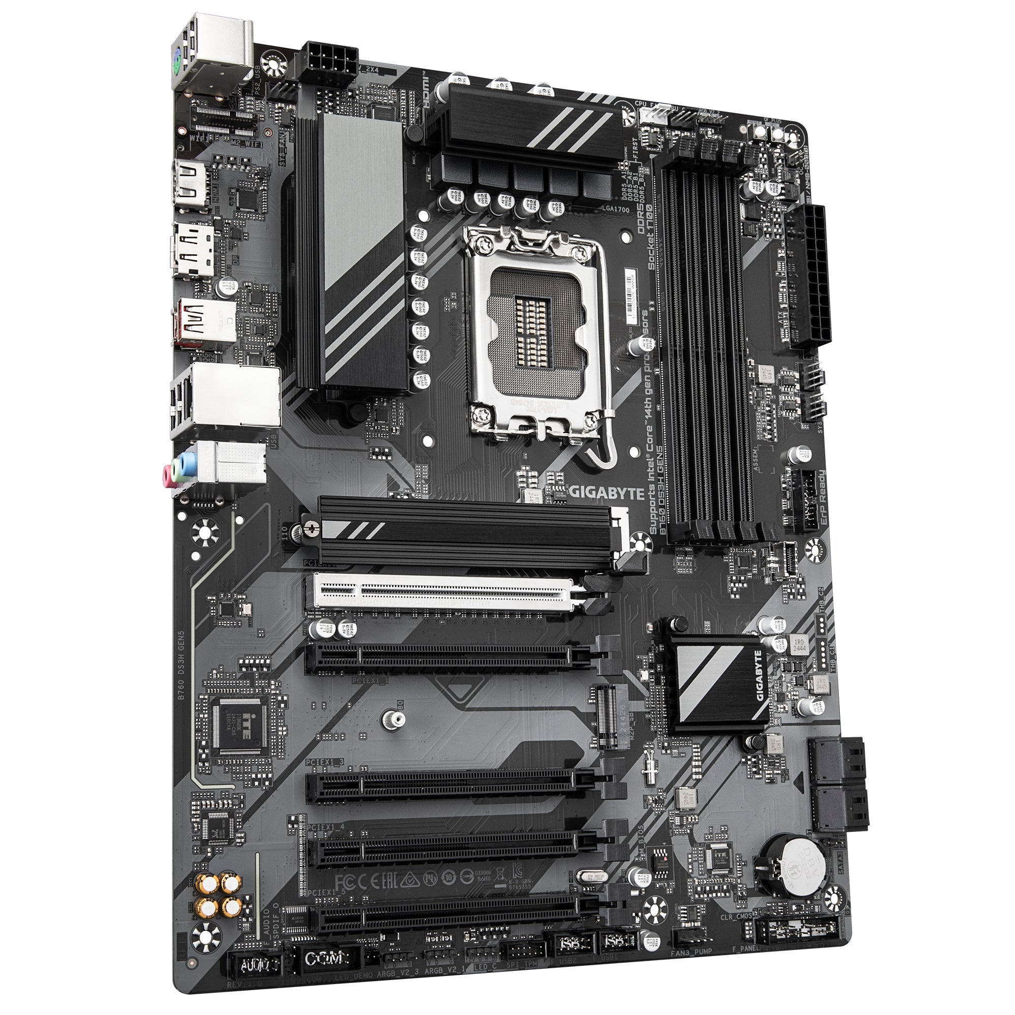 GIGABYTE B760 DS3H GEN5 Carte Mère – Compatible avec les processeurs Intel Core 14e génération, VRM numérique 8+2+1 phases, jusqu’à 5600 MHz DDR5, 2 x M.2 PCIe 4.0, LAN 1 GbE, USB 3.2 Gen 2x2
