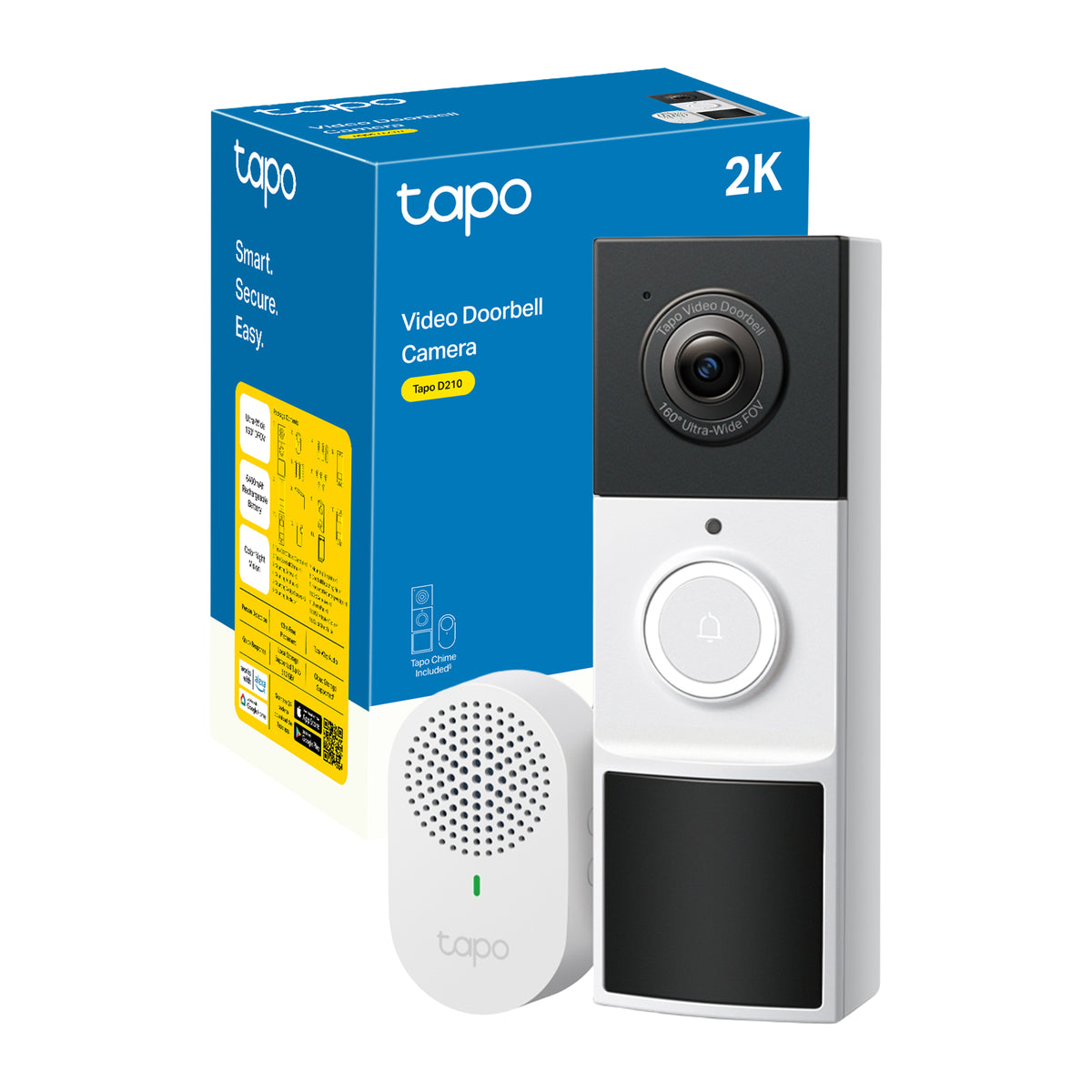 TP-Link Tapo D210 Caméra de Surveillance Sans Fil, 3 MP, IP65, Noir/Blanc