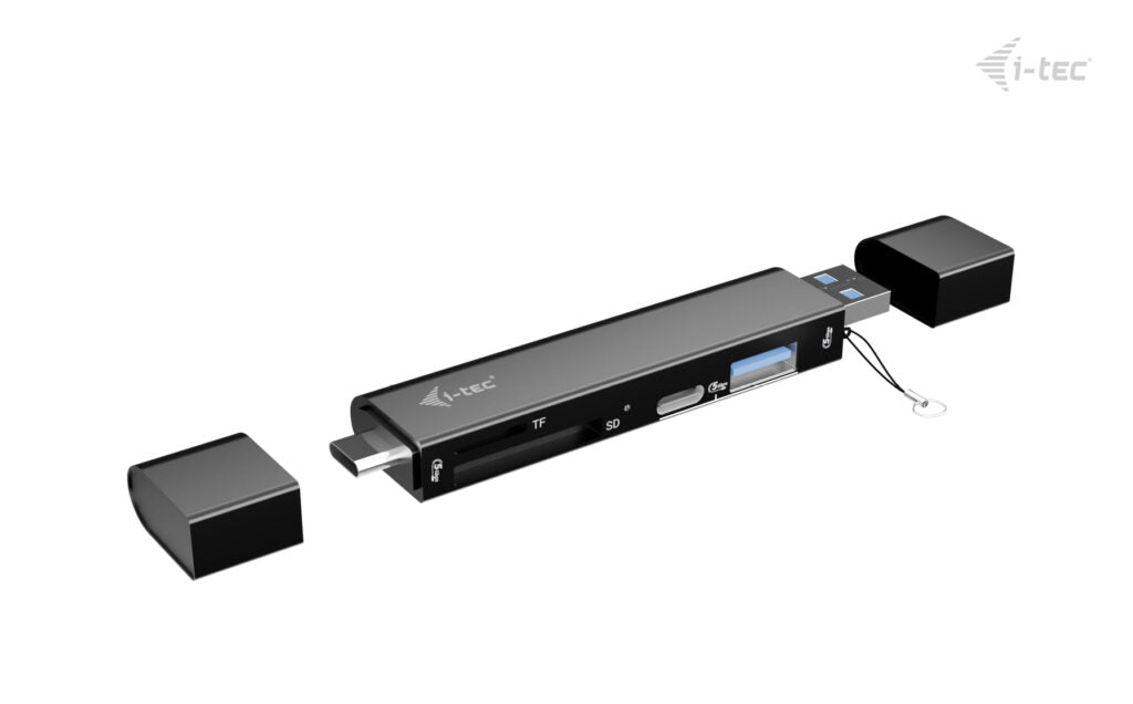 i-tec Dongle Lecteur de Cartes SD et TF avec 2 ports USB (USB-C et USB-A)