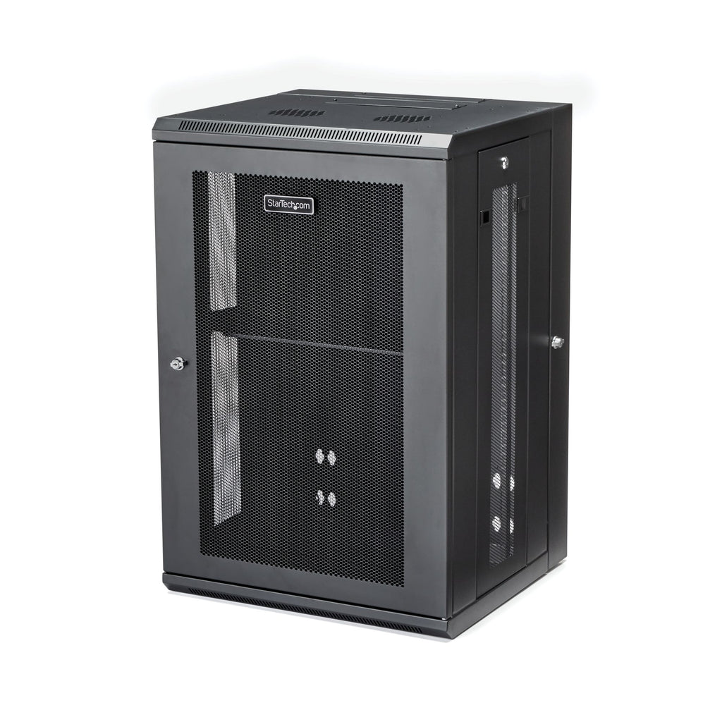 StarTech.com Armoire Réseau Murale à 4 Montants 18U avec Étagère 1U, Armoire Serveur Murale 19" à Charnières pour Équipe