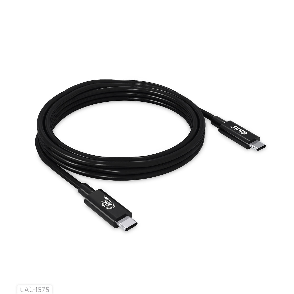 CLUB3D CAC-1575 Câble USB-C vers USB-C USB4 Gen 2x2, 2m, 20 Gbit/s, 240W, Noir