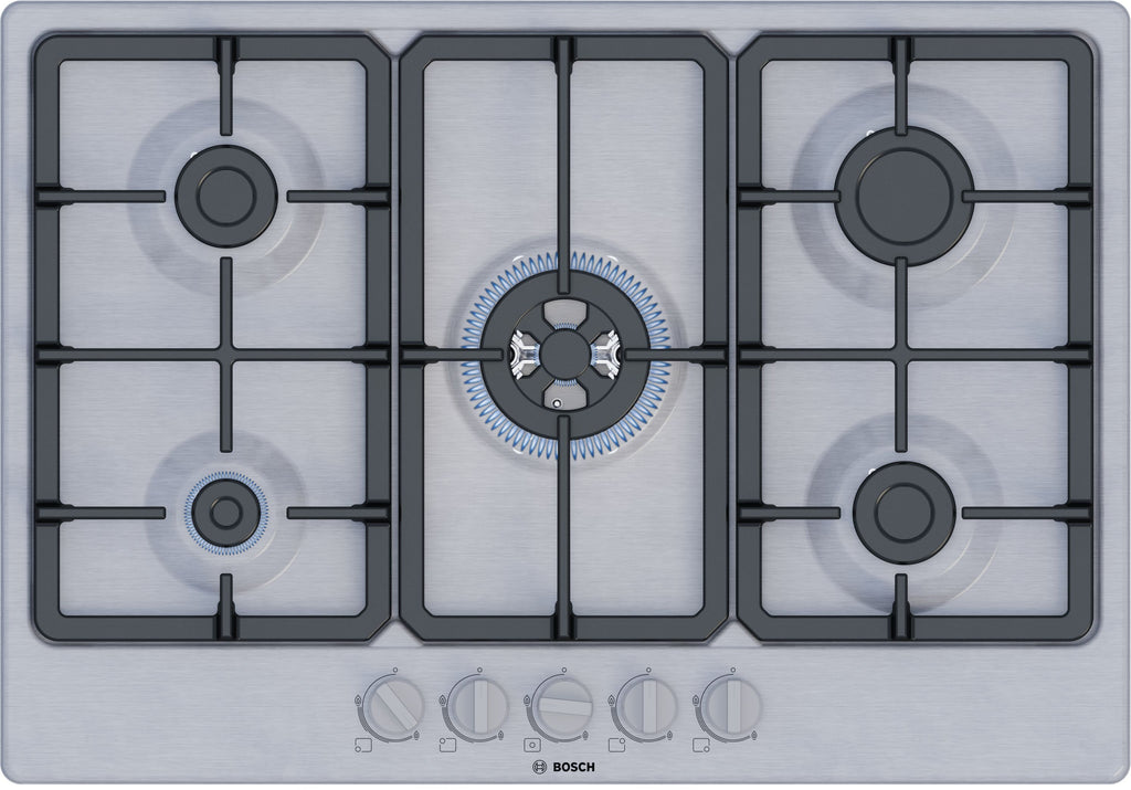 Bosch Bosch Serie 4 PGQ7B5K90 plaque Acier inoxydable Intégré 75 cm Gaz 5 zone(s)
