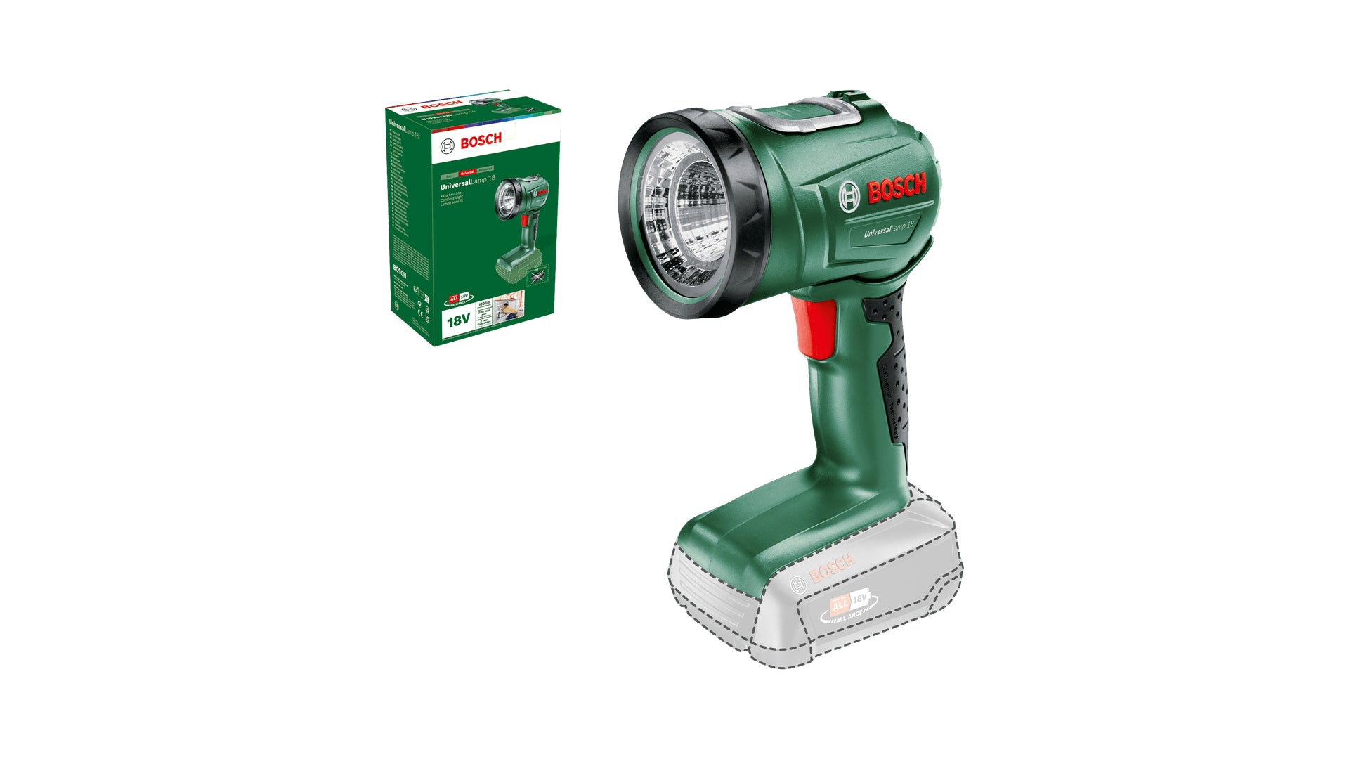 Bosch Bosch UniversalLamp 18 Noir, Vert LED