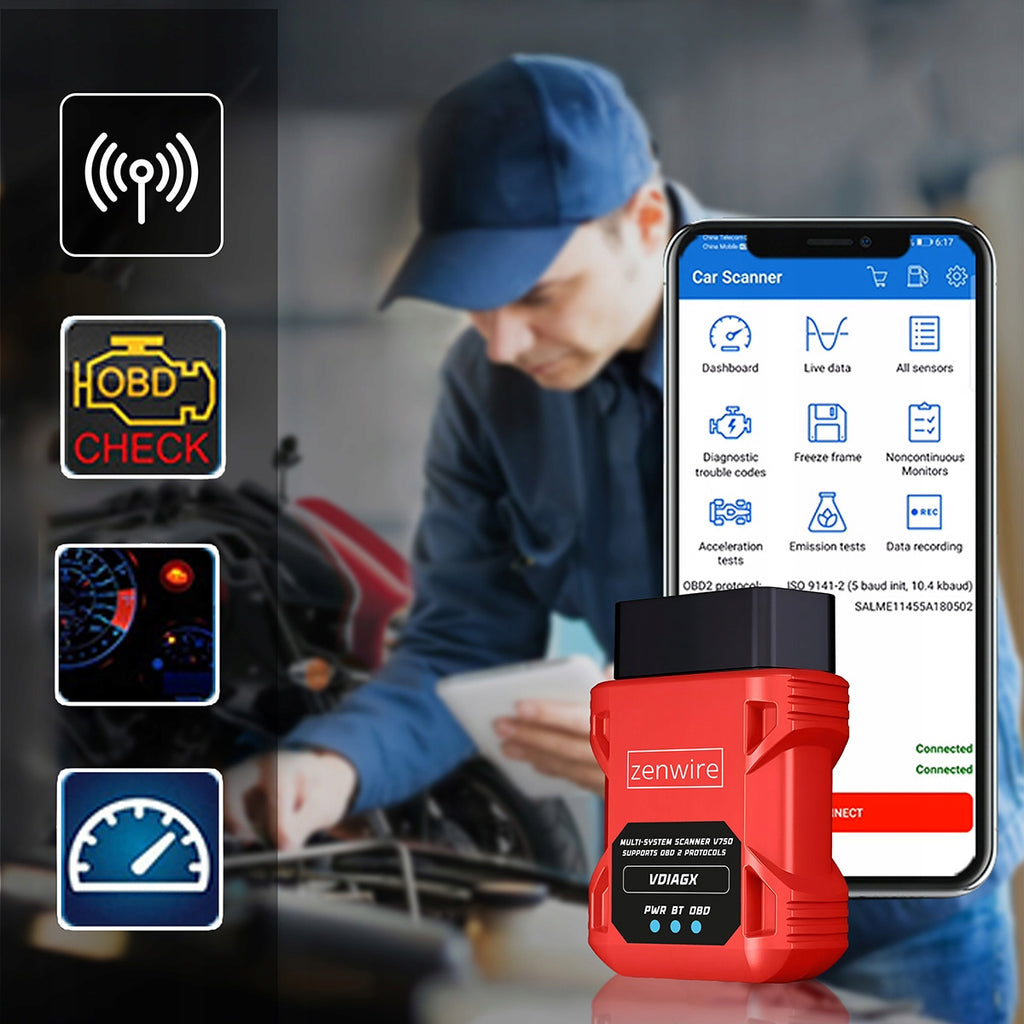 Interface de test et de diagnostic OBD2 ELM327 pour voiture VDiagX V016 Zenwire