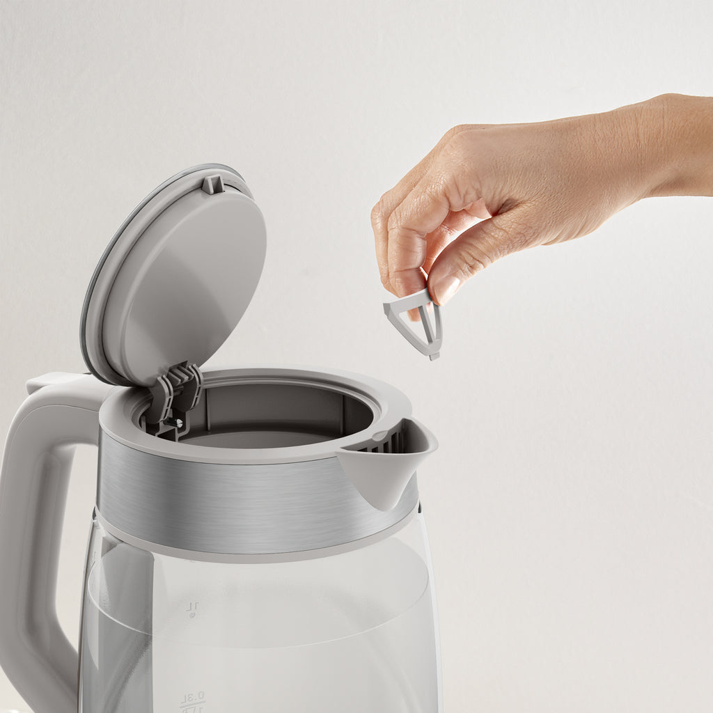 Tefal Glass Kettle KI605B30 bouilloire 1,7 L 2200 W Gris, Argent, Transparent