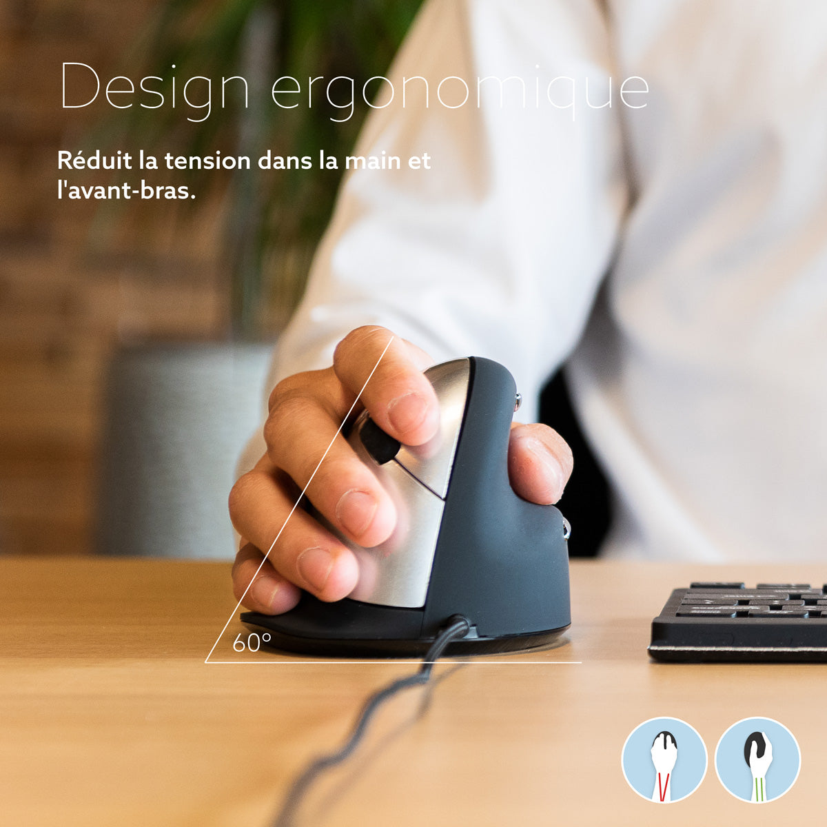 R-Go Tools Souris Ergonomique R-Go HE Break avec logiciel de pause, droiter, grand (longueur de la main > 185 mm), filaire, noir