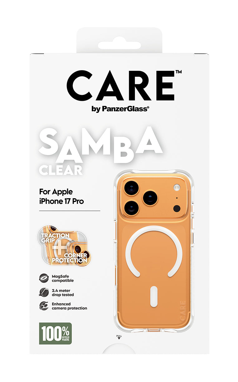 PanzerGlass CARE Samba Case Transparent avec MagSafe pour iPhone 17 Pro