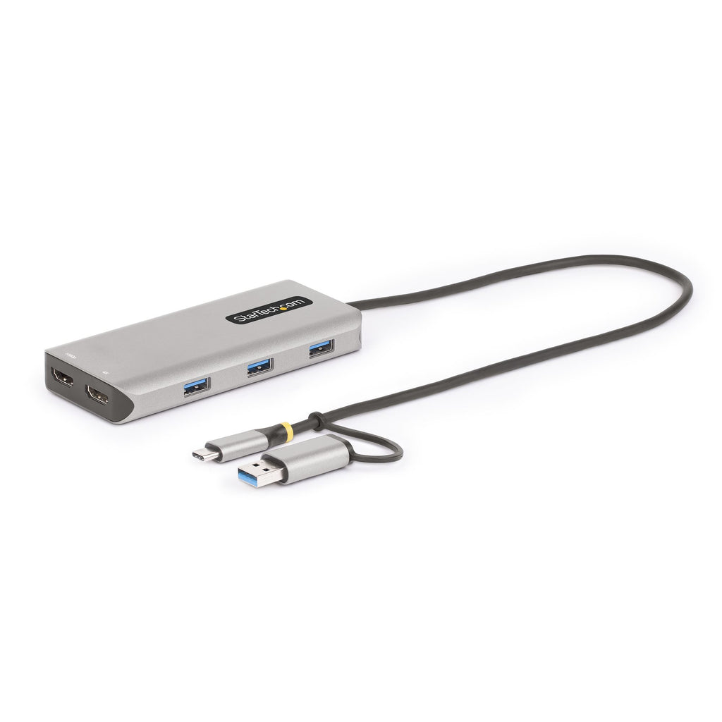 StarTech.com Adaptateur Multiport USB-C et USB-A, Double HDMI 4K30Hz/1080p60Hz, 3x USB-A 5Gbps, Station d'Accueil de Voy