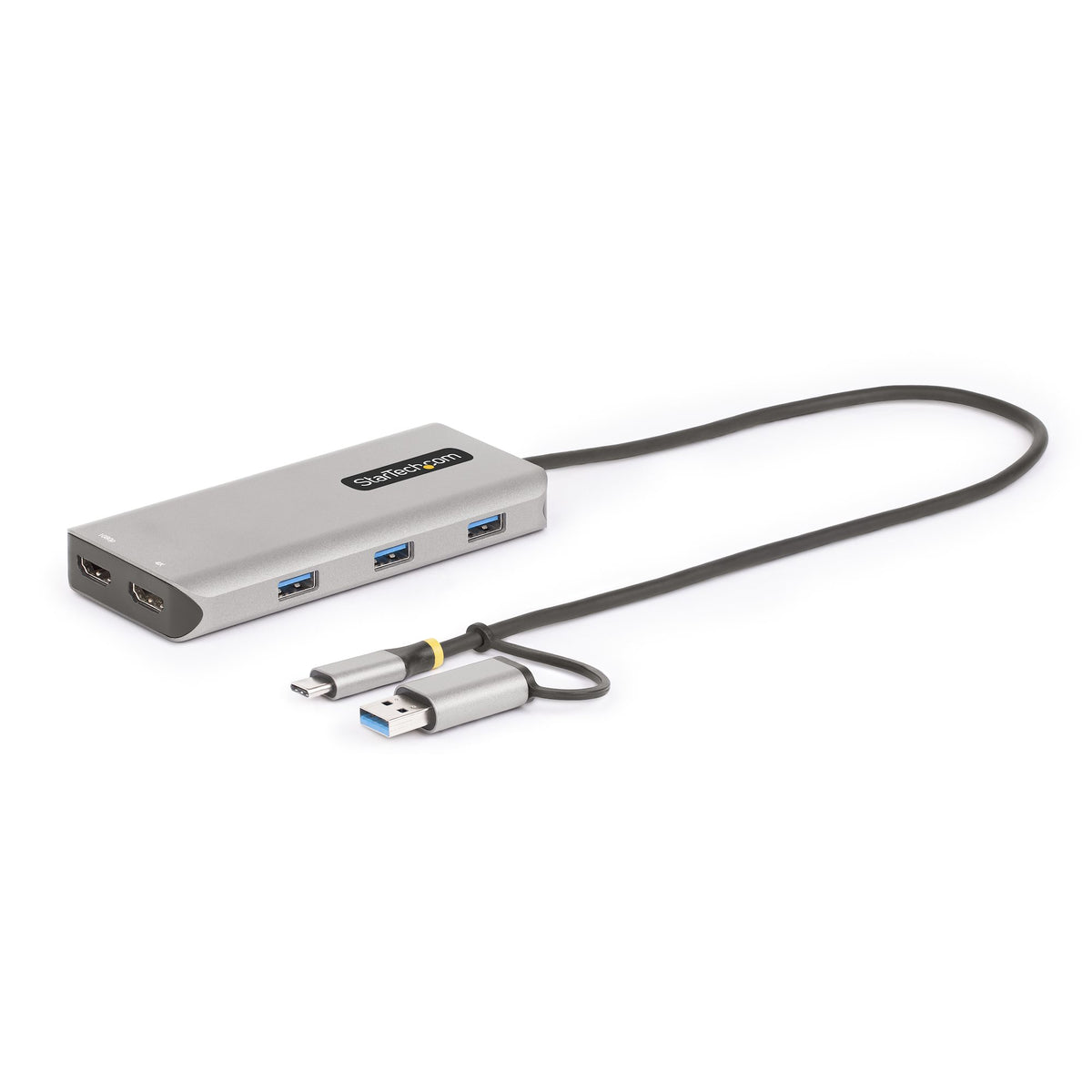 StarTech.com Adaptateur Multiport USB-C et USB-A, Double HDMI 4K30Hz/1080p60Hz, 3x USB-A 5Gbps, Station d'Accueil de Voy