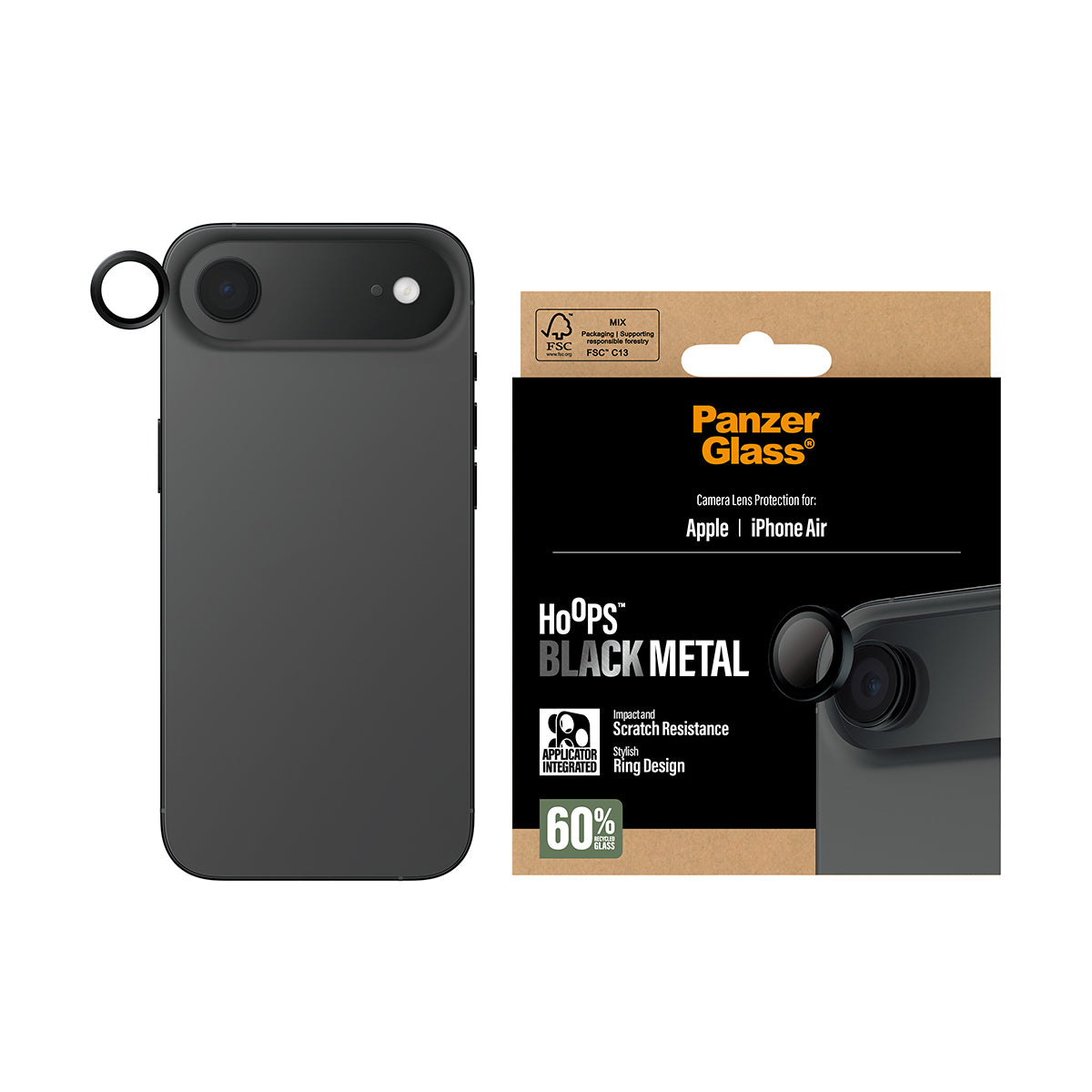 PanzerGlass ® Hoops® Camera Lens Protector Black iPhone Air Protection d'écran transparent Apple 1 pièce(s)