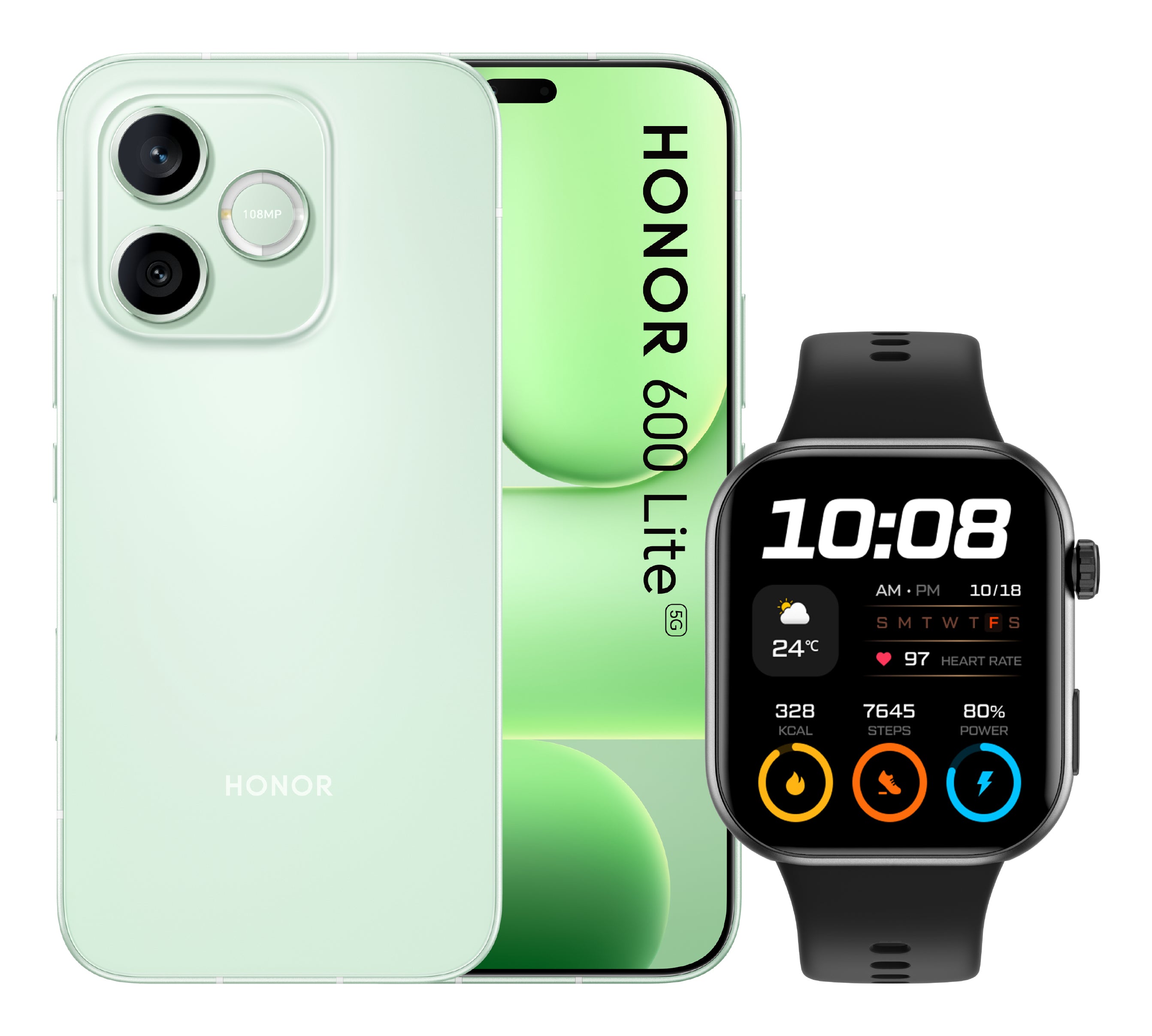 Honor BUNDLE 600 LITE 256GB S GREEN+WATCH 2i BLACK 16,8 cm (6.6") Double SIM 5G USB Type-C 8 Go 256 Go 6520 mAh Vert