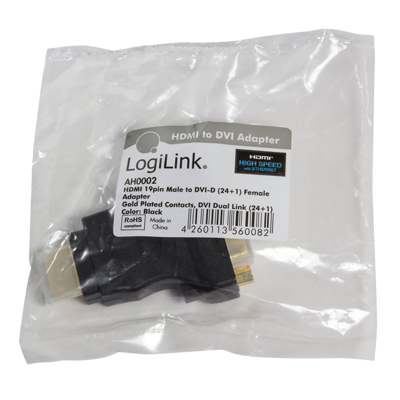 LogiLink Adaptateur HDMI vers DVI, Femelle HDMI 19-pin vers Mâle DVI-D (24+1), Noir - vue 2