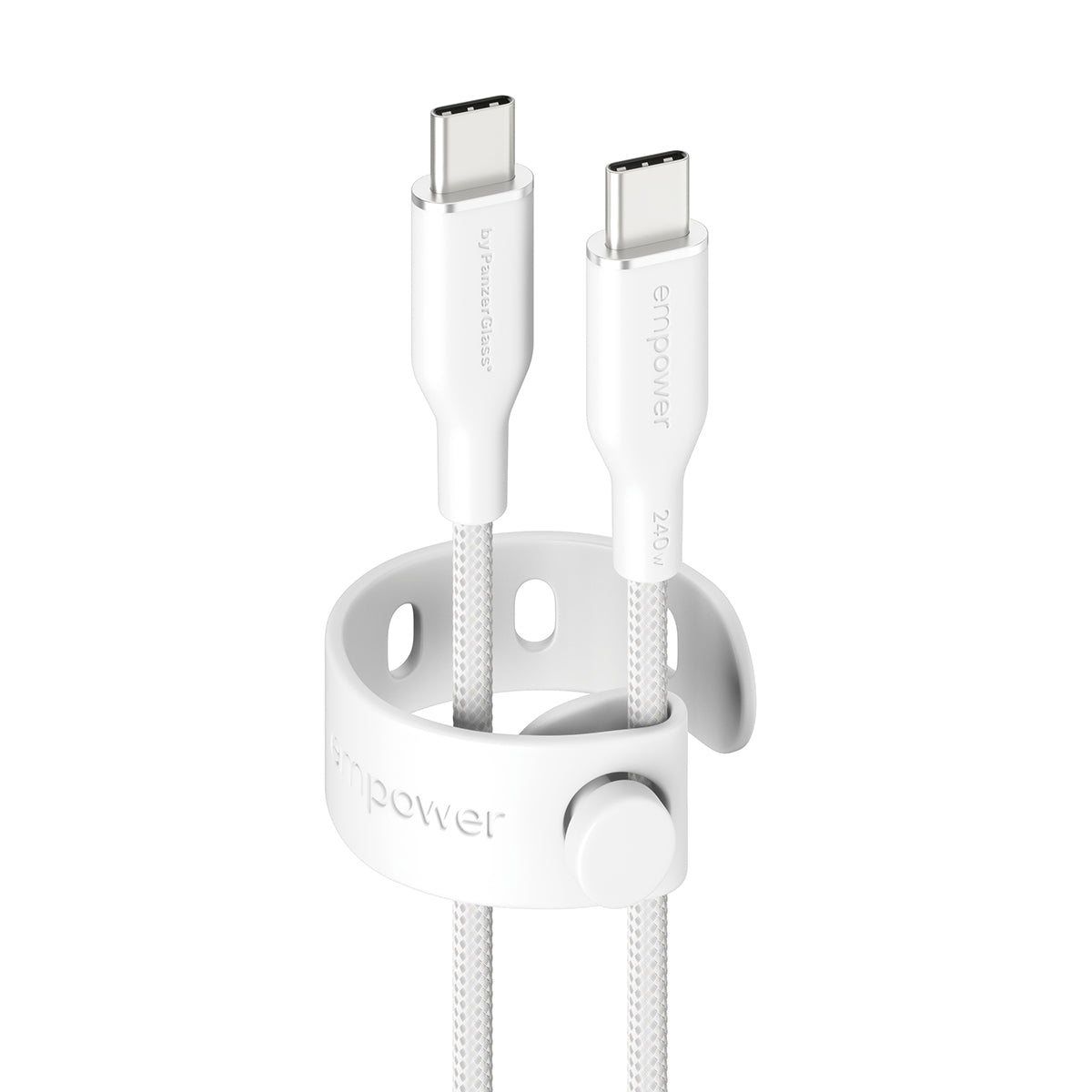 PanzerGlass empower™ by ® Racing 240W USB-C to USB-C Cable | USB 2.0 | 2M | Silver White câble USB Blanc