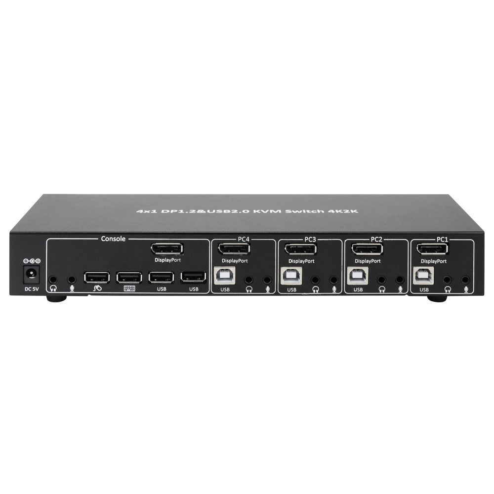 Commutateur KVM IDATA DP-KVM4 DisplayPort 4K Ultra HD, USB, Noir