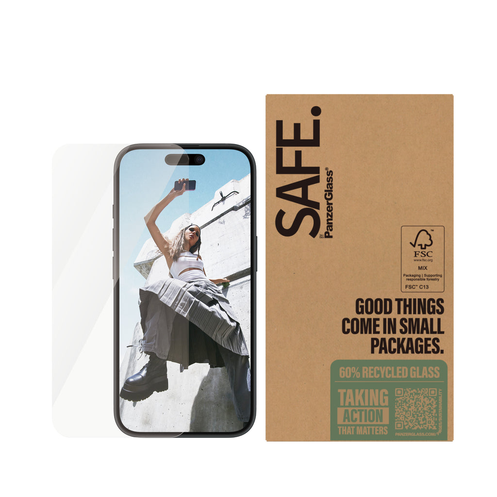 PanzerGlass SAFE. by ® Screen Protector iPhone 16 | 15 | Ultra-Wide Fit | Bulk Protection d'écran transparent Apple 50 p