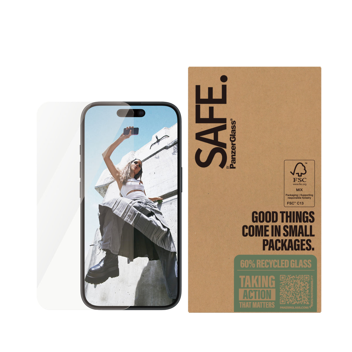 PanzerGlass SAFE. by ® Screen Protector iPhone 16 | 15 | Ultra-Wide Fit | Bulk Protection d'écran transparent Apple 50 p