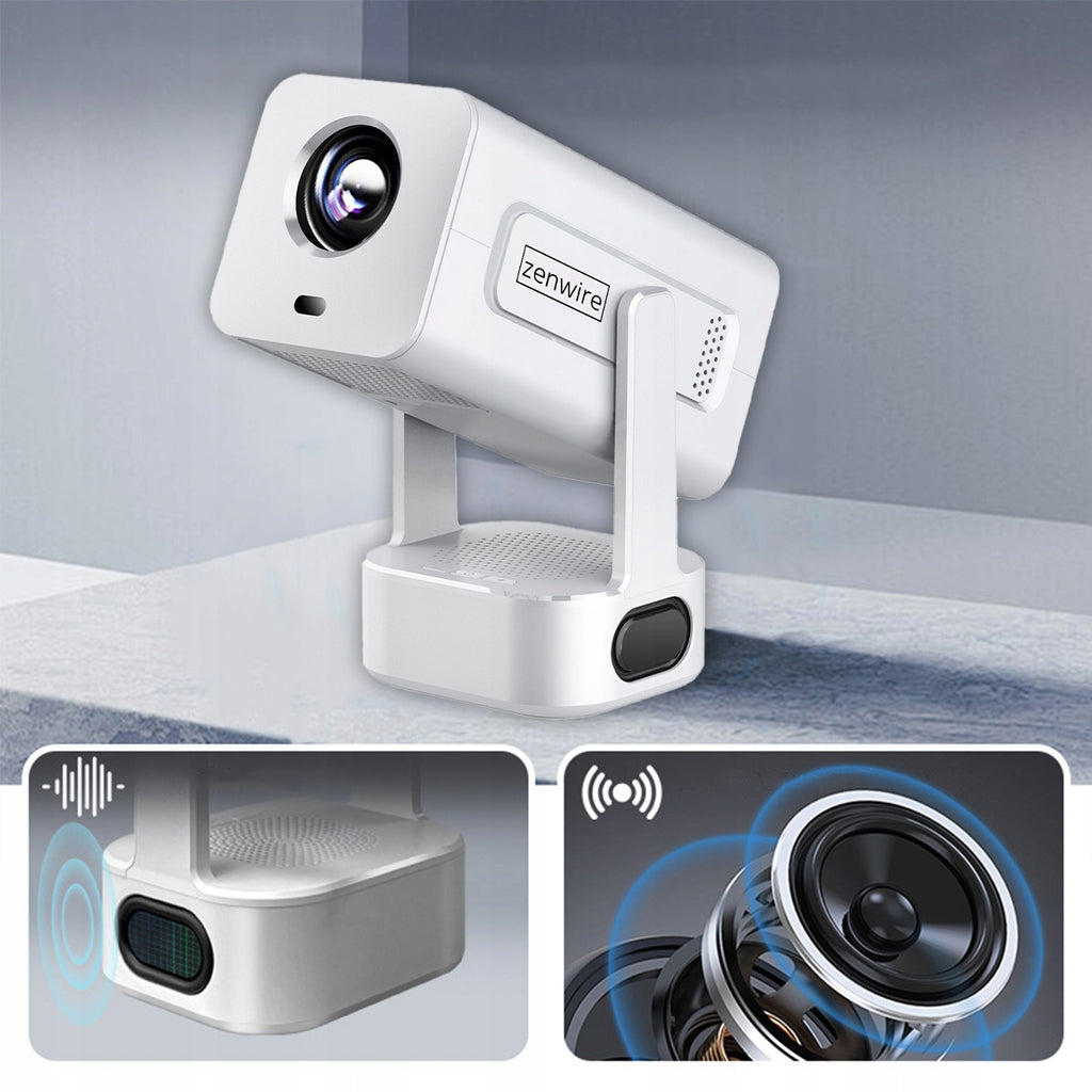 Mini-projecteur portable Android 13 avec Wi-Fi, projection à 360°, Full HD et 4K pour téléphone Zenwire IMC360