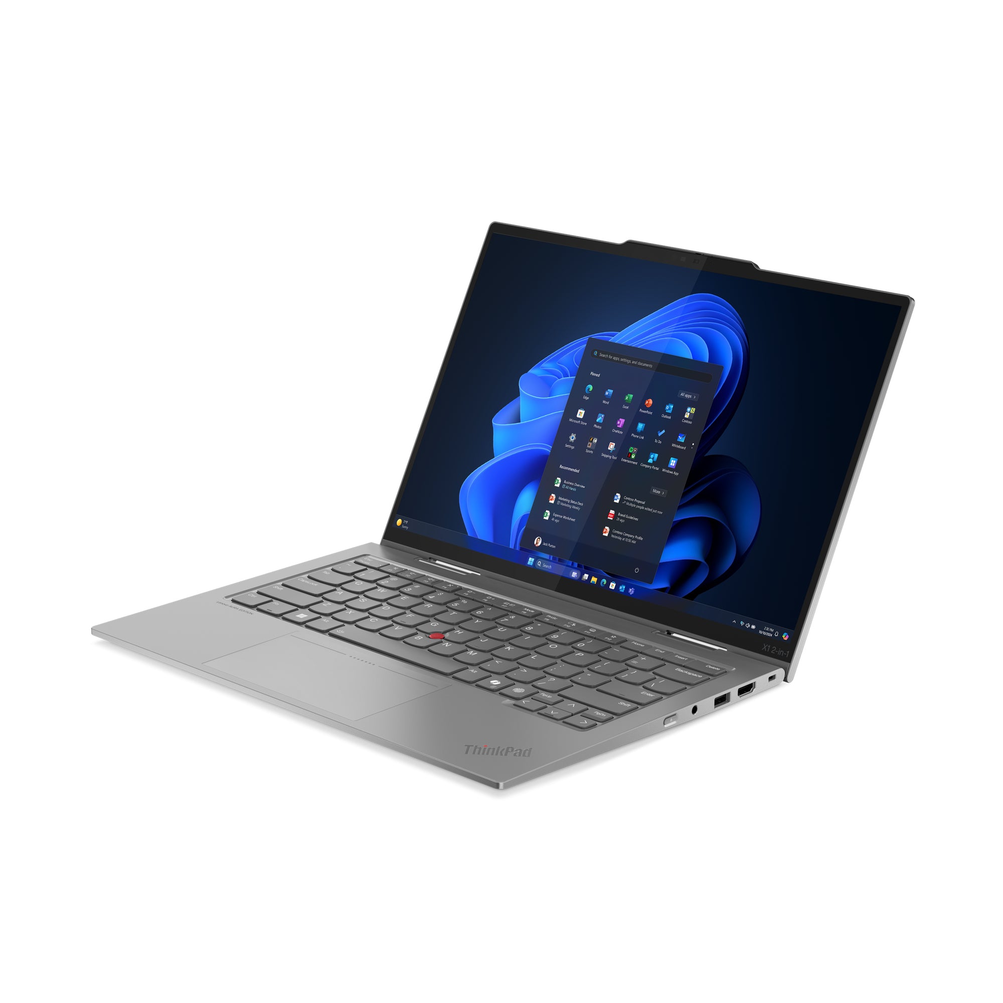 Lenovo ThinkPad X1 2-in-1 Gen 10 Aura Edition Copilot+ PC Intel Core Ultra 7 258V Hybride (2-en-1) 35,6 cm (14") Écran tactile 2.8K 32 Go LPDDR5x-SDRAM 1 To SSD Wi-Fi 7 (802.11be) Windows 11 Pro Allemand Gris