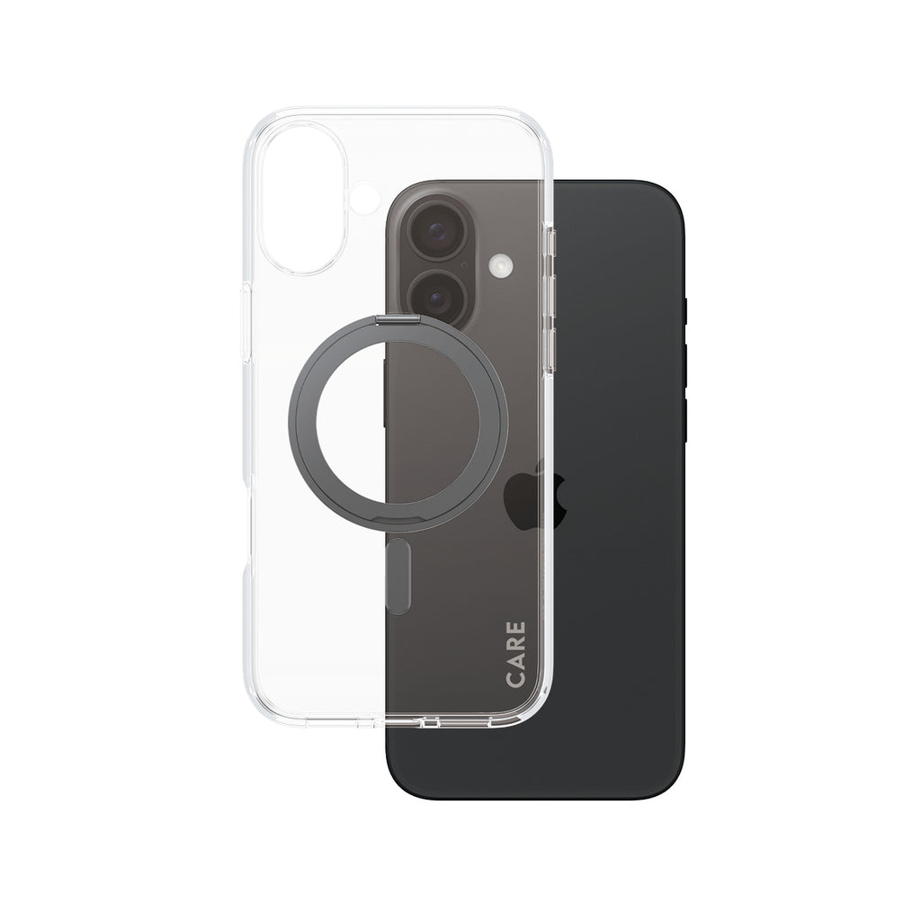 PanzerGlass CARE™ by ® Case Transparent w. Black Kickstand & MagSafe iPhone 16 Plus coque de protection pour téléphones portables Housse Noir