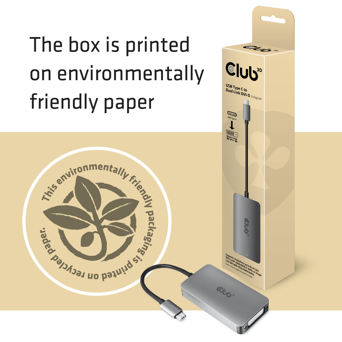Club 3D CAC-1510-A USB-C til DVI-D aktiv videoadapter Grå