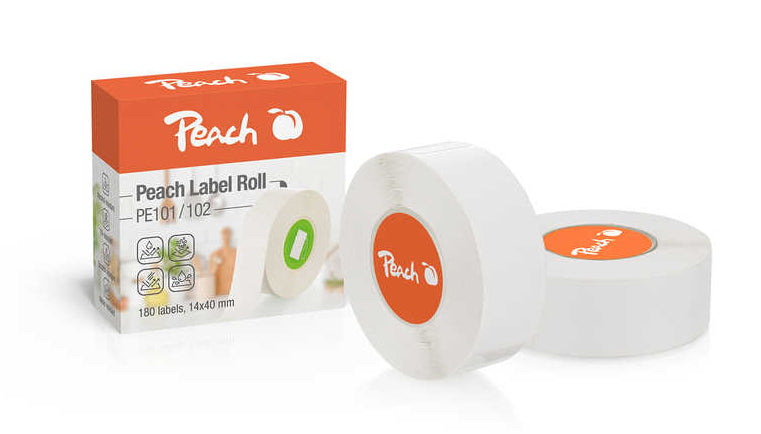 Étiquettes Thermiques Peach PE101, Blances, 1,4 x 4 cm, 180 Pièces