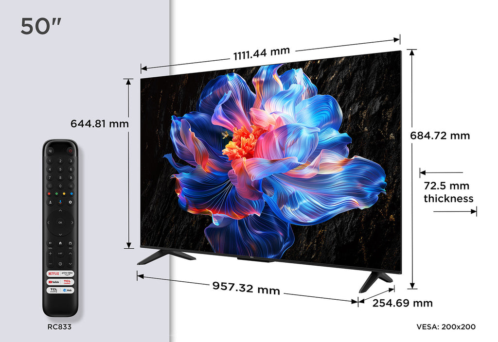 TCL V6C 50V6C TV 127 cm (50") 4K Ultra HD Smart TV Wifi Métallique 260 cd/m²