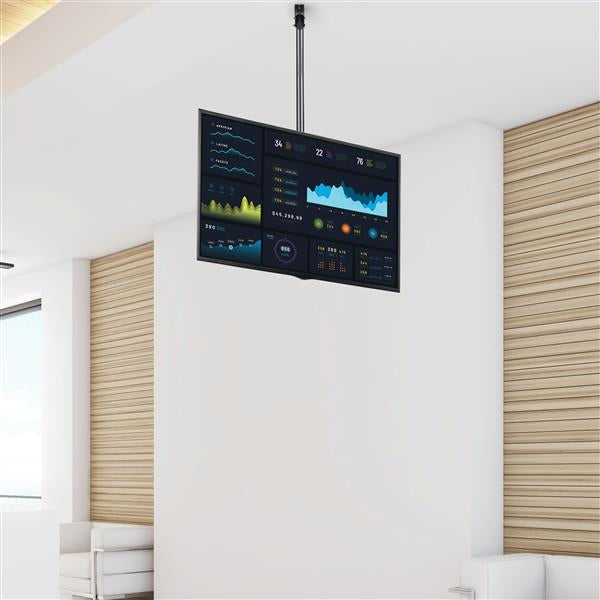 StarTech.com Support TV pour Plafond - Support Universel pour Écran Unique avec Mât Télescopique Réglable - Inclinable/P