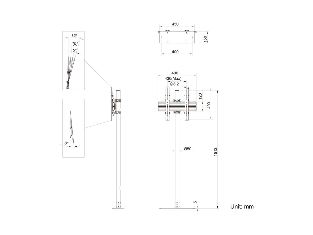 Multibrackets 8939 Support Mural pour Écrans 32" à 65", Noir