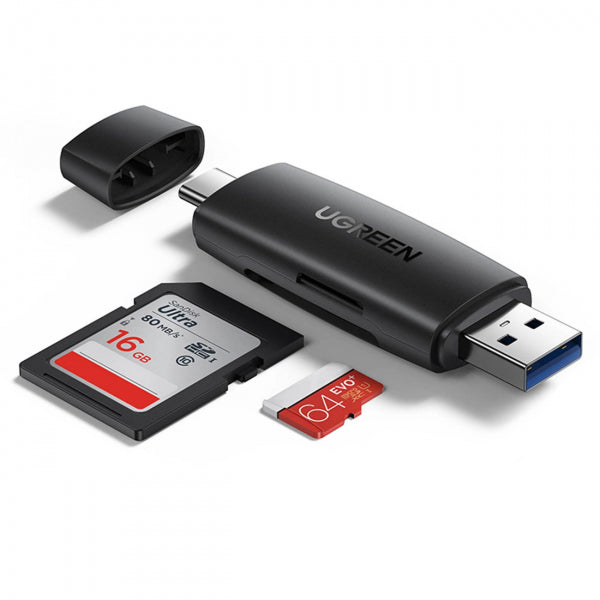 Ugreen USB / USB-C Card Reader CM304, SD - microSD, Black