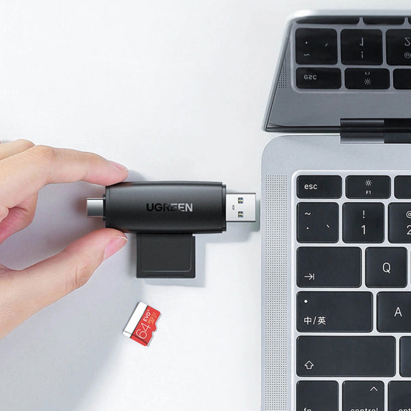 Ugreen USB / USB-C Card Reader CM304, SD - microSD, Black