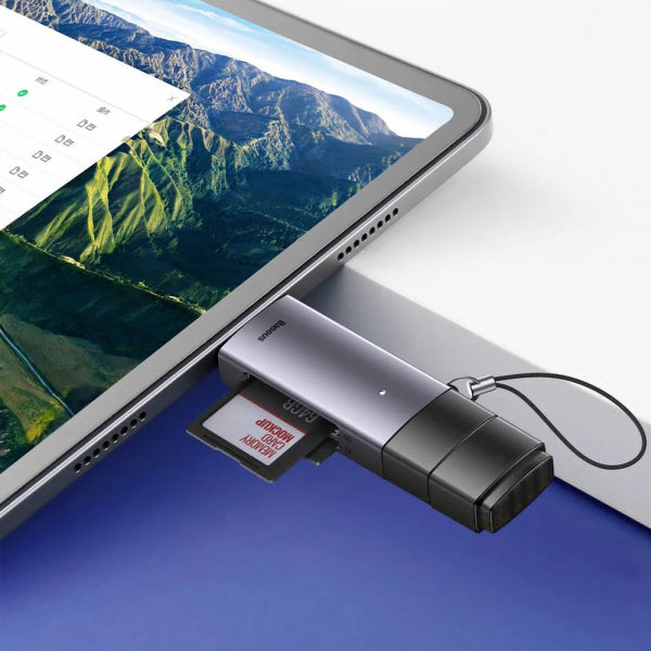 Baseus USB / USB-C Card Reader Lite, SD - microSD, Grey WKQX060113