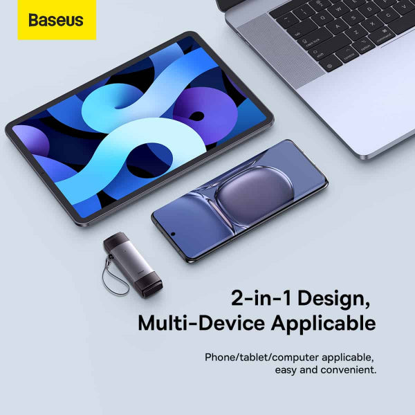 Baseus USB / USB-C Card Reader Lite, SD - microSD, Grey WKQX060113