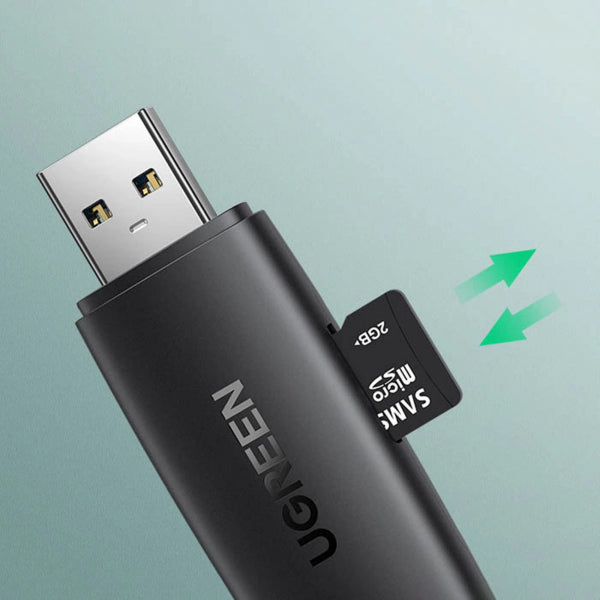 Ugreen USB / USB-C Card Reader CM304, SD - microSD, Black