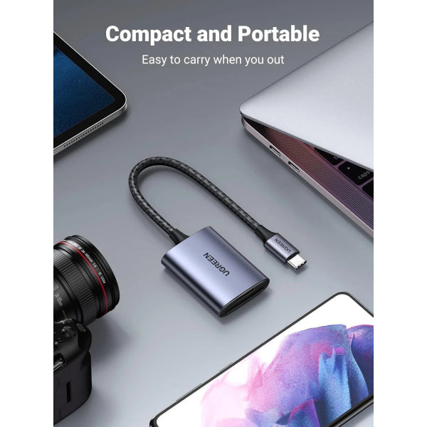 Ugreen USB-C Card Reader CM401 (80888), SD - microSD, Grey