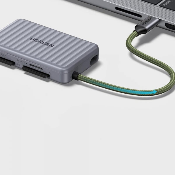 Ugreen USB-C Card Reader with Storage Box 55886, 2 x SD - microSD, Grey